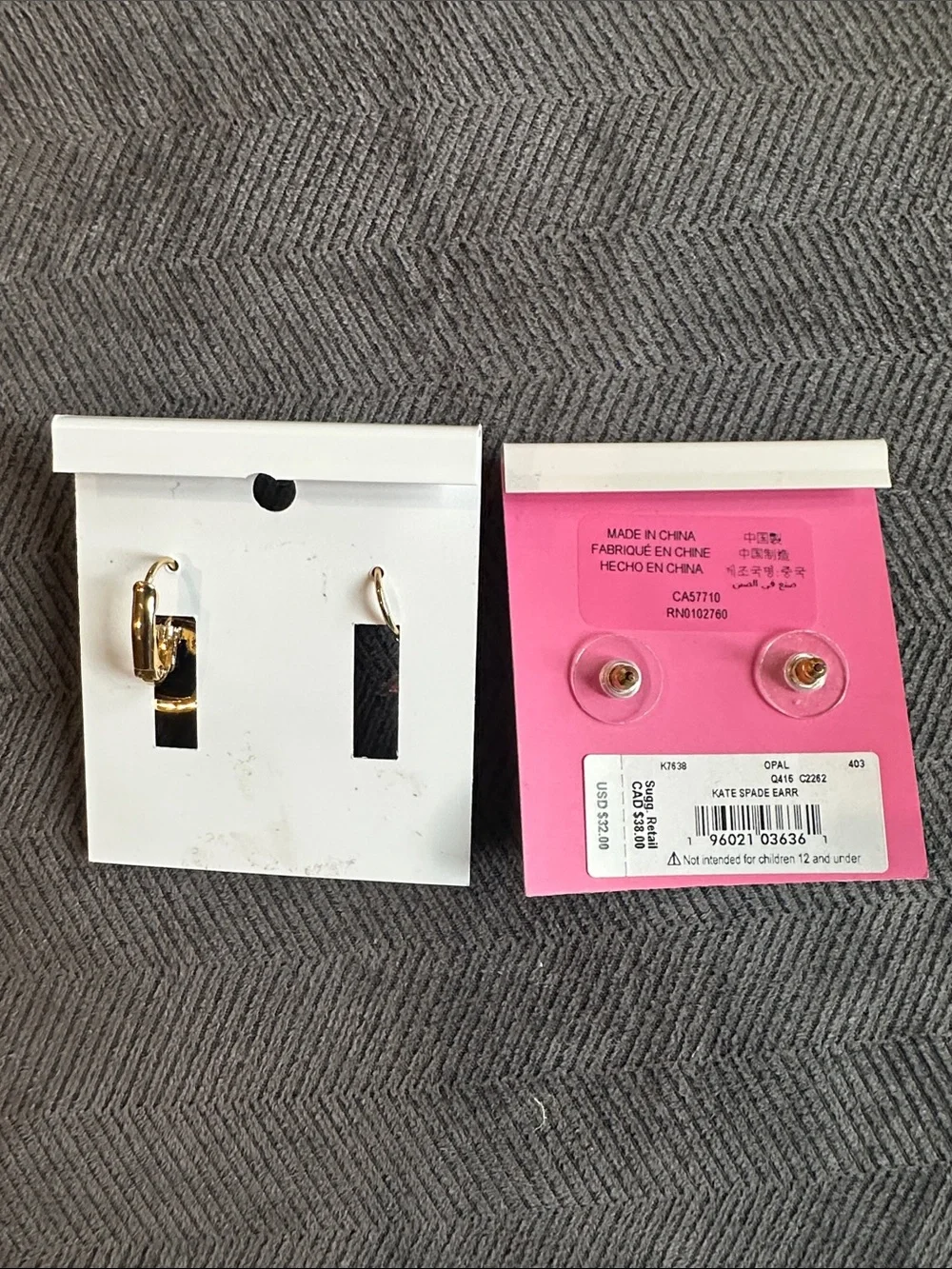 kate spade Black Stone Hook Earrings & Iridescent Glitter Studs